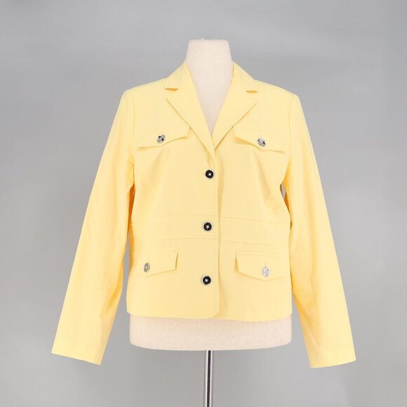 TALBOTS Fresh Poplin Jacket Blazer Utility Inspired Yellow Size 12 - Picture 3 of 9